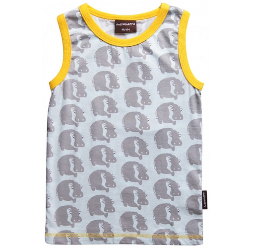 Organic cotton t-shirt vest in hippos print by Maxamora