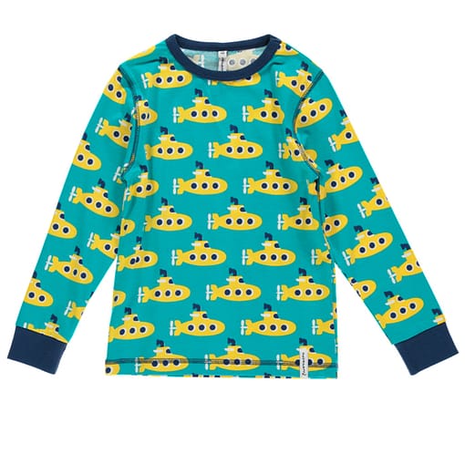 Maxomorra ~ Yellow submarine organic long sleeve top (18-24m)