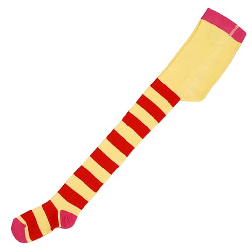 Organic cotton stripy yellow red tights