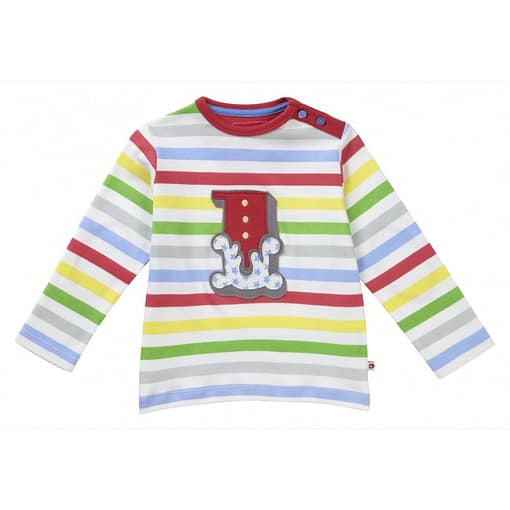Number 1 long sleeve top by Piccalilly in organic cotton