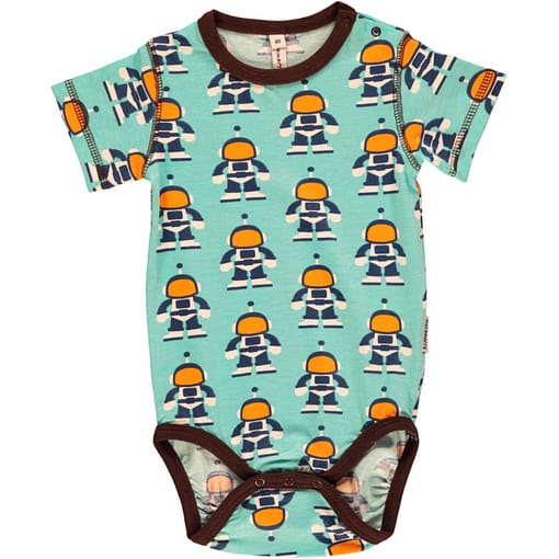Short sleeve summer bodysuit in organic cotton by Maxomorra - astronauts
