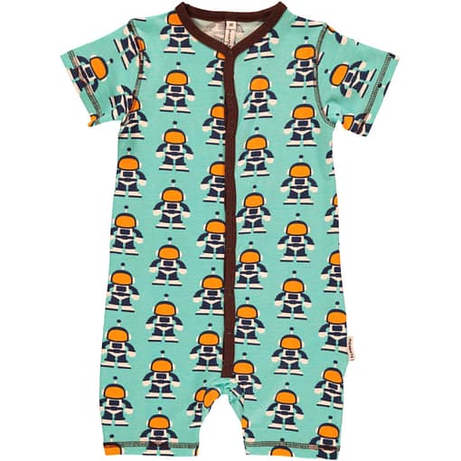 Astronaut organic short sleeve poppered romper suit - Maxomorra