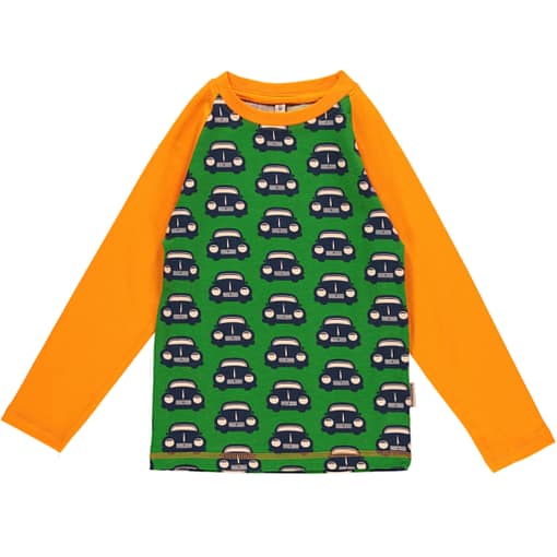 Maxomorra ~ Retro car print organic cotton tight raglan top
