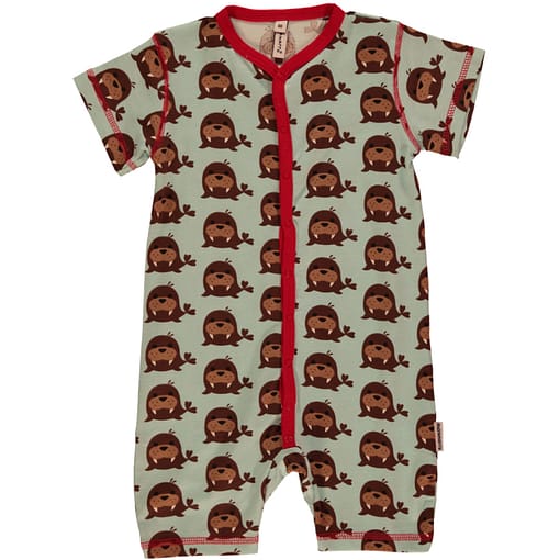 Walross organic short sleeve poppered romper suit - Maxomorra (9-12m)