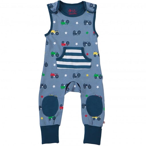 Tractor dungarees by Piccalilly in organic cotton (2-3)
