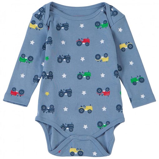 Tractor long sleeve bodysuit by Piccalilly in organic cotton