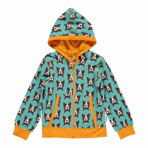 Dogs hooded zip cardigan by Maxomorra in organic cotton (Age 4-6)