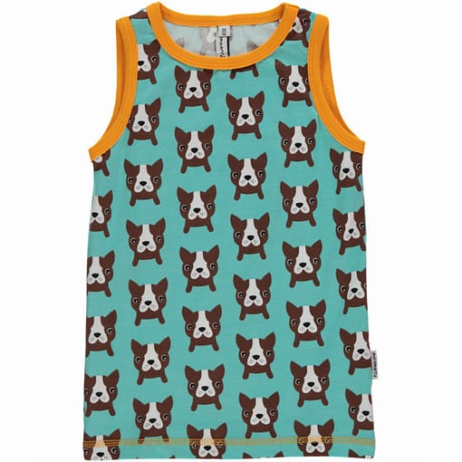 Maxomorra sleeveless dogs print vest in organic cotton