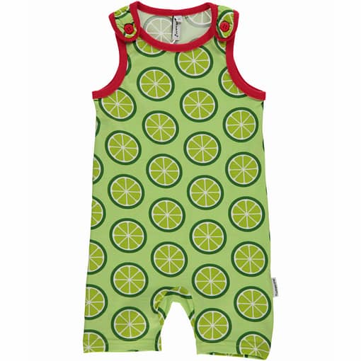 Limes shorts dungarees in organic cotton by Maxomorra