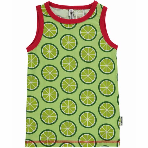Organic cotton vest in bright lime print