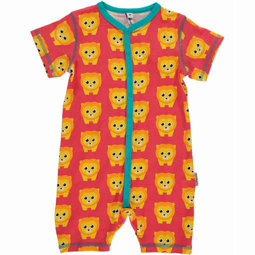 Lions print romper suit in short sleeves