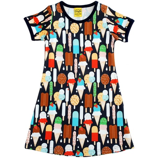 Ice creams print teenage size short sleeve dress