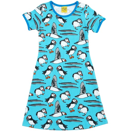 Blue puffins short sleeve dress