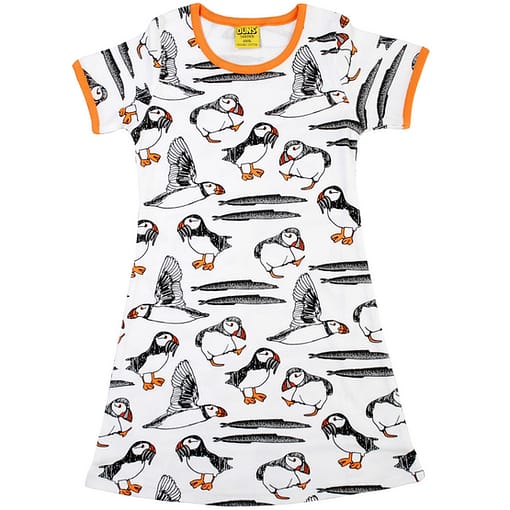White puffins short sleeve dress