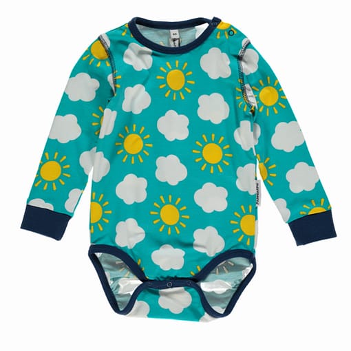 Sky playsuit dungarees by Maxomorra in organic velour (4-6m) - Image 4