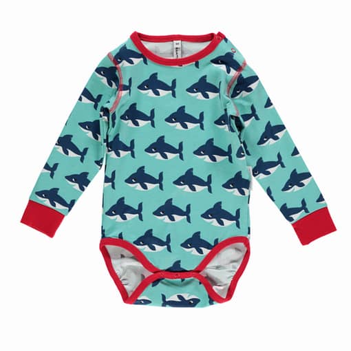 Shark playsuit dungarees by Maxomorra in organic velour - Image 4