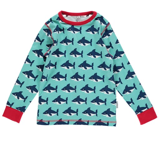 Maxomorra ~ Shark print organic cotton long sleeve top (18-24m)