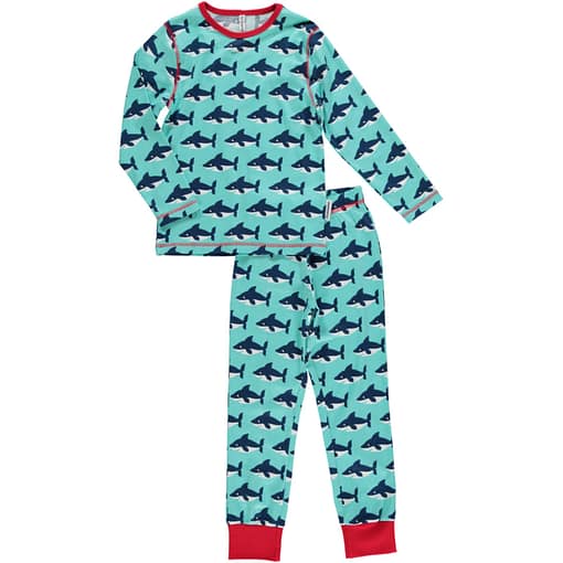 Maxomorra organic cotton pyjamas in shark print (18-24m)
