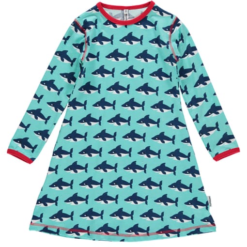 Maxomorra shark print organic dress (18-24m)