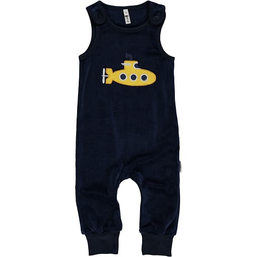 Submarine playsuit dungarees by Maxomorra in organic velour (18-24m)