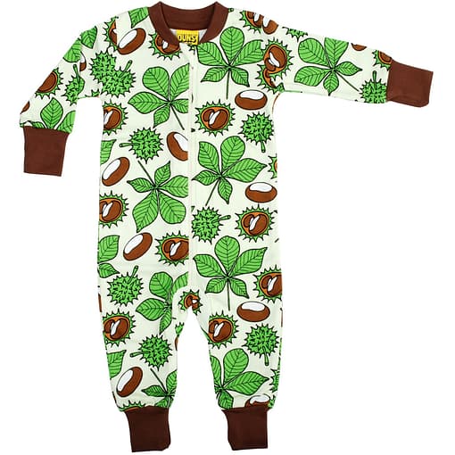 DUNS Sweden Chestnut print organic cotton zipped onesie