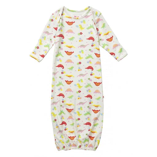 Bright floral dinosaur organic nightgown bundler by Piccalilly