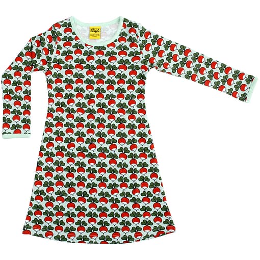 DUNS Sweden organic long sleeve radish dress in misty jade green (158cm)