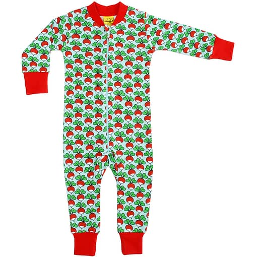 DUNS Sweden red radish print organic cotton zipped onesie (Age 5-6)