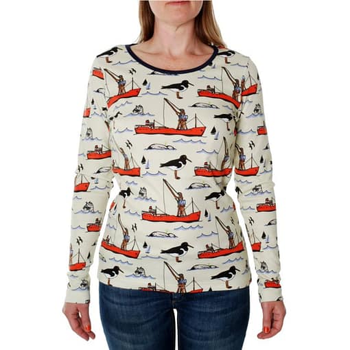 DUNS Sweden organic cotton ladies long sleeve top in West coast print (XL)