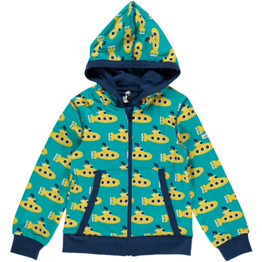 Submarine organic hooded zip cardigan by Maxomorra (Age 2-4)