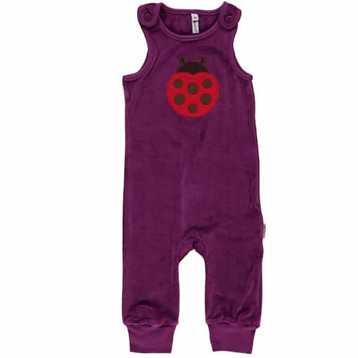Ladybug playsuit dungarees by Maxomorra in organic velour (18-24m)