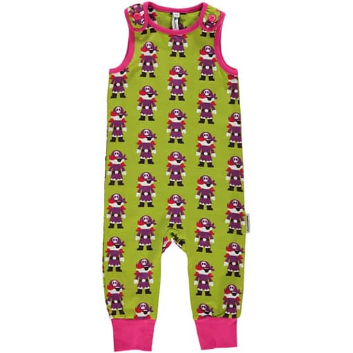Green Pirate playsuit dungarees by Maxomorra in organic cotton (18-24m)