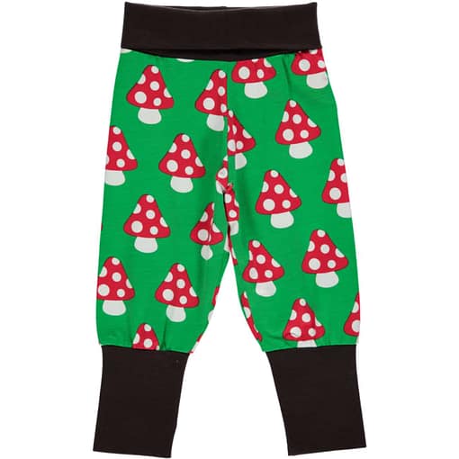 Mushroom print organic cotton baby trousers by Maxomorra (6-9m)