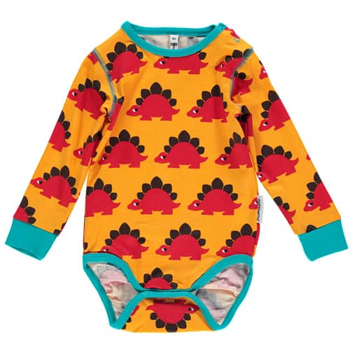 Dinosaur playsuit dungarees by Maxomorra in organic velour (9-12m) - Image 4