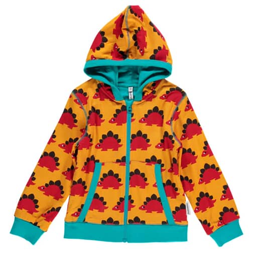 Dino hooded zip cardigan by Maxomorra in organic cotton (4-6)
