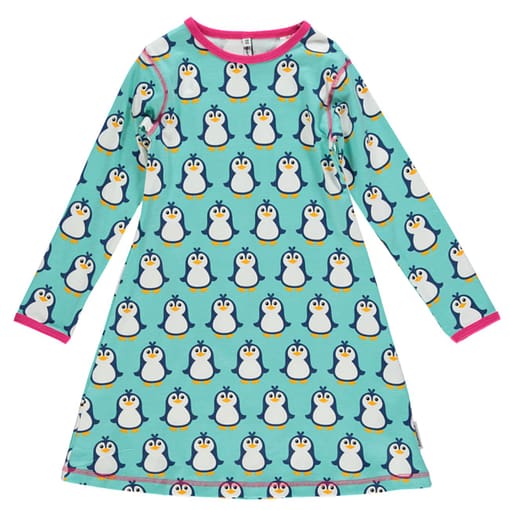Maxomorra penguin print organic cotton dress