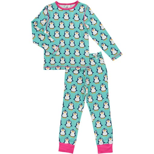 Maxomorra organic cotton pyjamas in festive penguins print