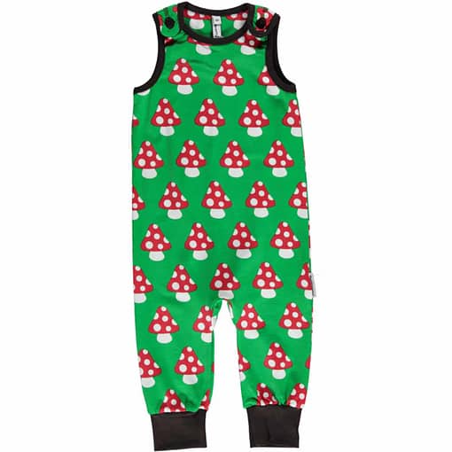 Mushroom playsuit dungarees by Maxomorra in organic cotton
