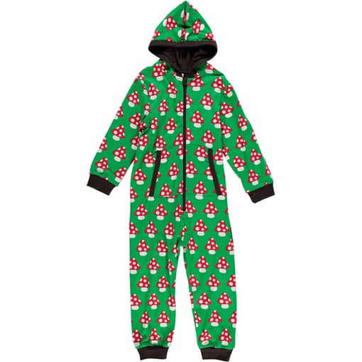 Organic onesie hooded pyjamas in Maxomorra mushrooms print (Age 4-6)
