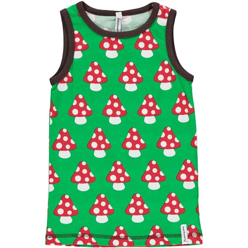Maxomorra ~ mushrooms organic cotton sleeveless toddlers vest (18-24m)