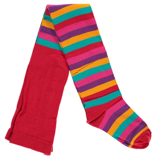 Maxomorra organic cotton red mix stripy baby tights