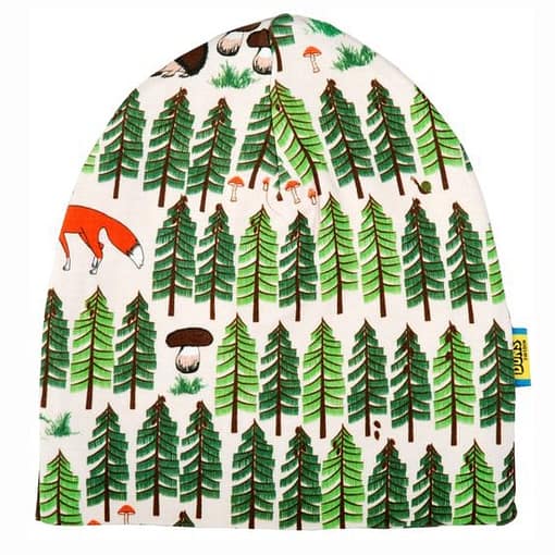 DUNS Sweden organic cotton beanie in forest life print
