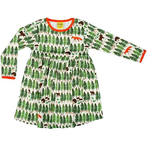 DUNS Sweden Forest life print organic long sleeve twirly dress