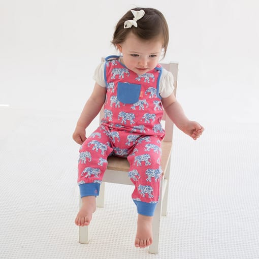 Elephant dungarees in organic cotton by Kite - Image 2