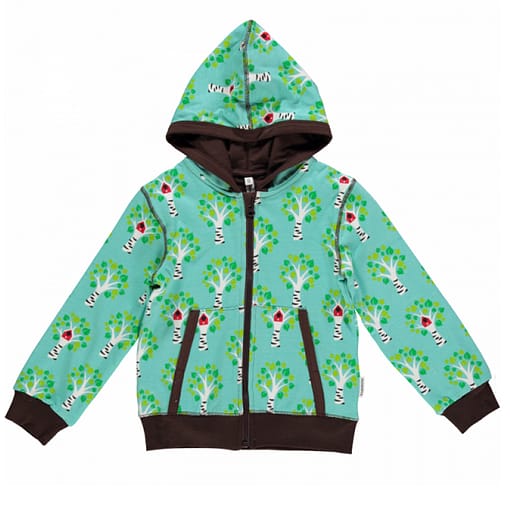 Birch tree hooded zip cardigan by Maxomorra in organic cotton (Age 4-6)