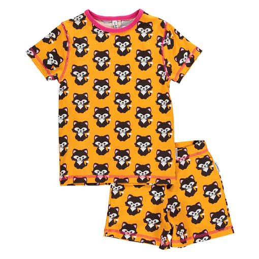 Maxomorra organic cotton summer short pyjamas in cat print