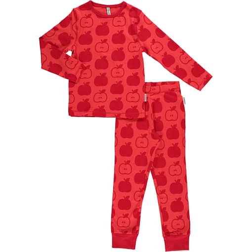 Maxomorra organic cotton pyjamas in red apples print