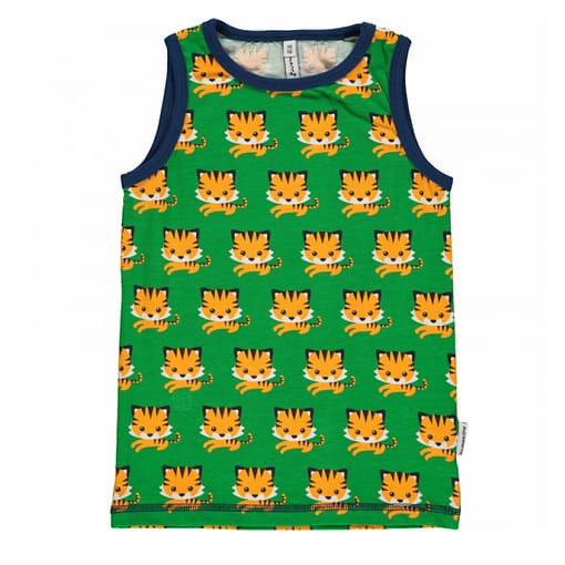 Maxomorra ~ green tiger organic cotton sleeveless vest (18-24m)