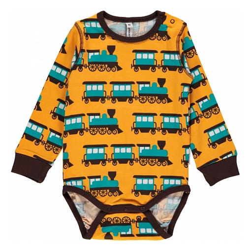 Organic cotton vintage trains long sleeve vest