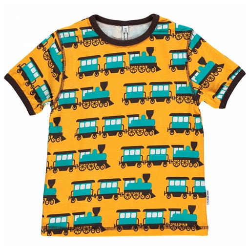 Maxomorra train print organic cotton short sleeve t-shirt